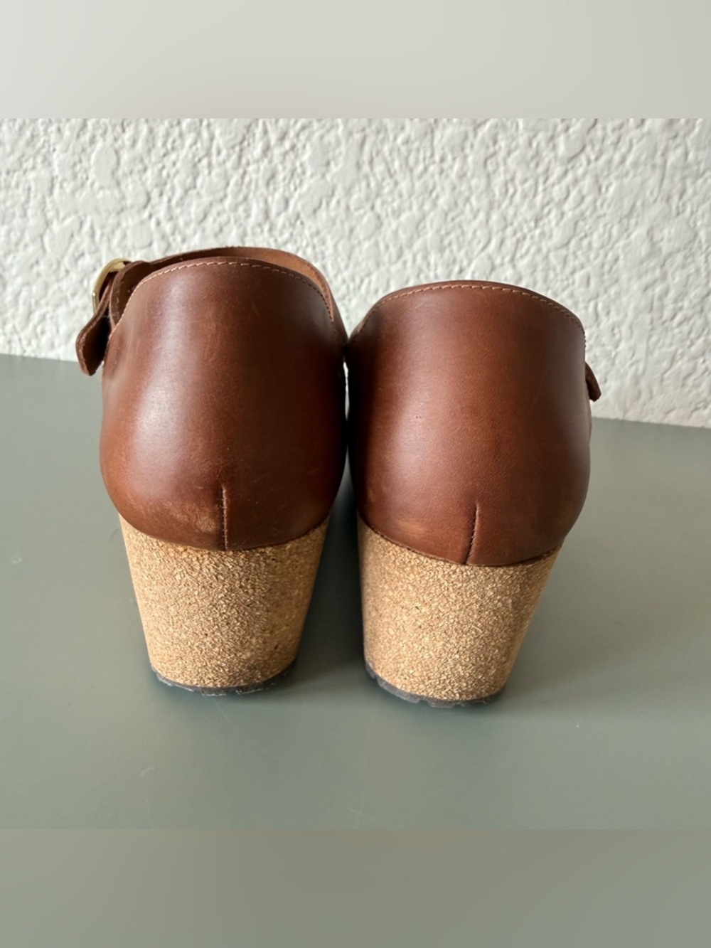 Papillio by Birkenstock Mary  cognac Leather Wedge clog sandal size 39 - Picture 5 of 11